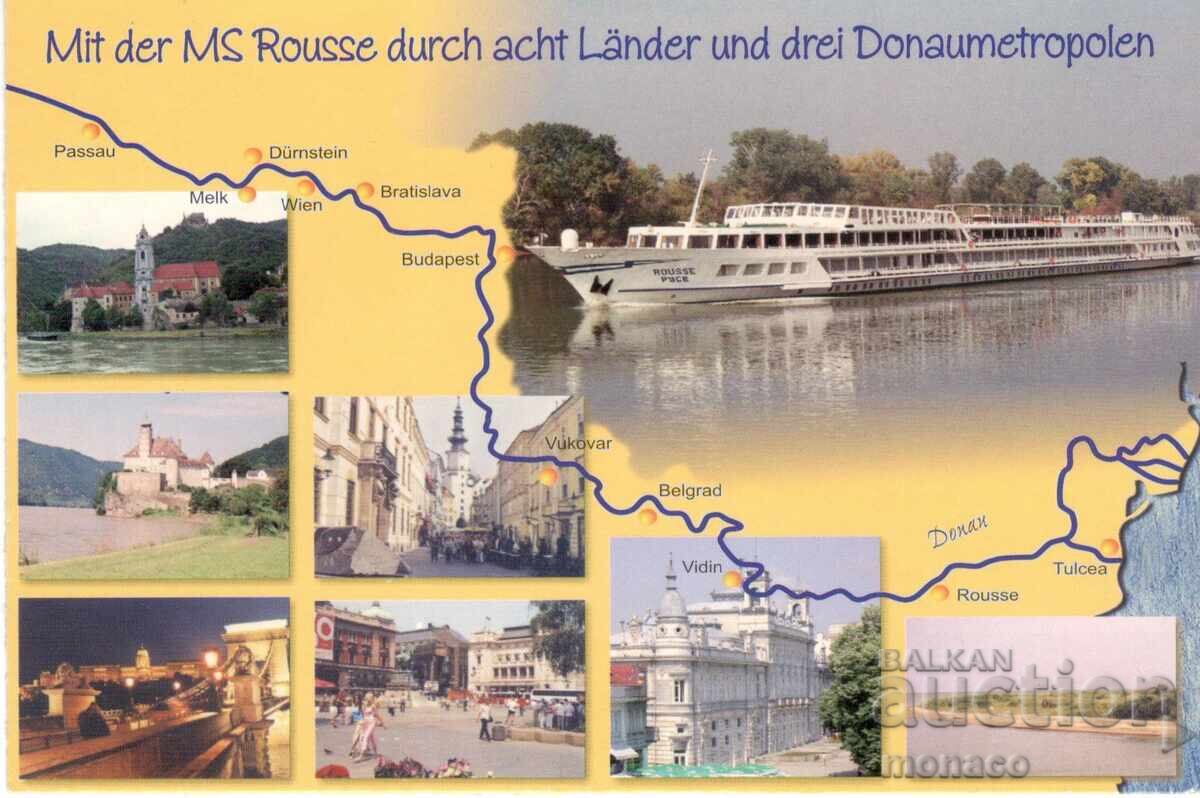 Old postcard - Danube cities in Europe Old postcard - Danube cities in Europe