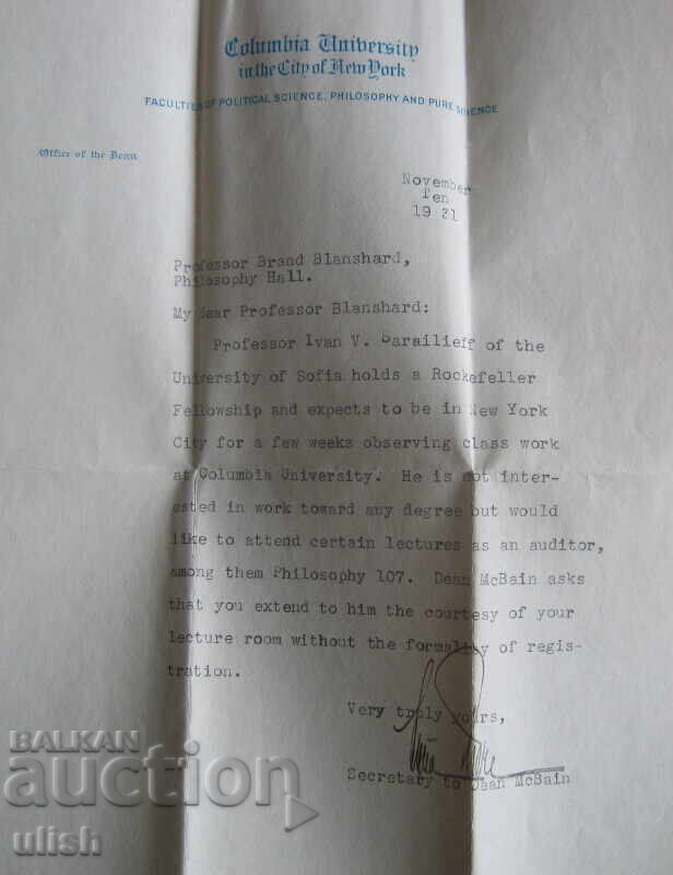 Auction  Columbia university New York letter envelope 1931