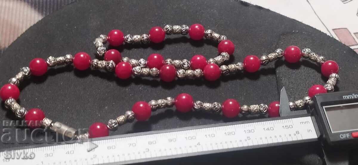 Necklace and bracelet set, red stone Necklace and bracelet set, red stone