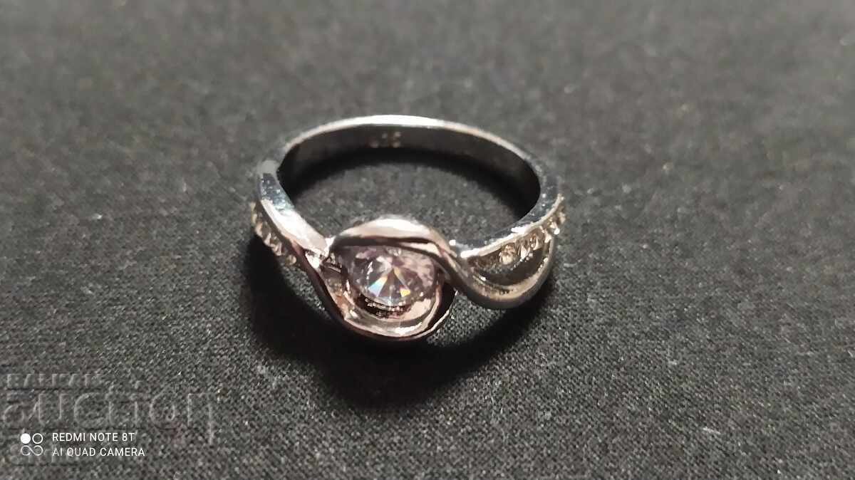 Silver ring with zircons, hallmark Silver ring with zircons, hallmark
