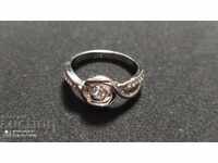 Silver ring with zircons, hallmark