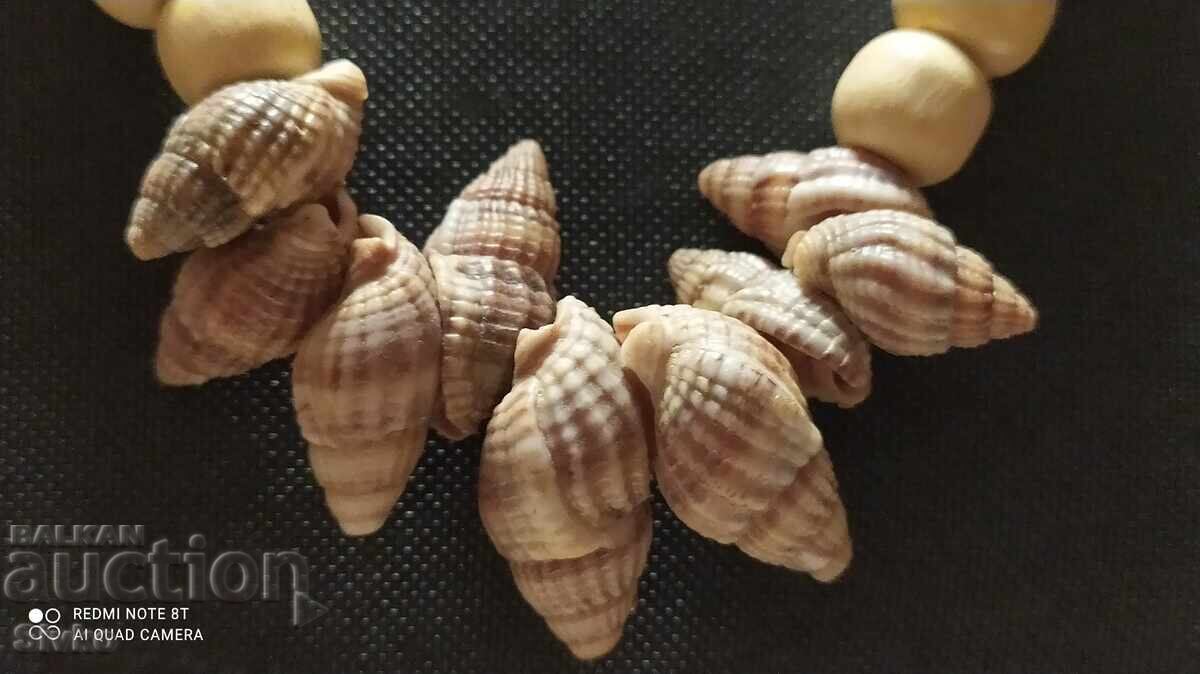 Necklace of small shells and wood with price 0.79 BGN | € 0.40 Necklace of small shells and wood with price 0.79 BGN | € 0.40