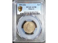 1 leu 1894, AU58, PCGS, Citiți descrierea