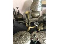 OLD CANDLEHOLDER FLOWER BRONZE BRASS