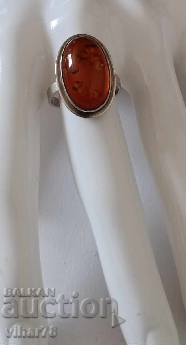 Women's Silver Ring with Amber - 5 Women's Silver Ring with Amber - 5