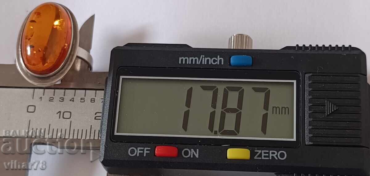 Women's Silver Ring with Amber - 6 Women's Silver Ring with Amber - 6