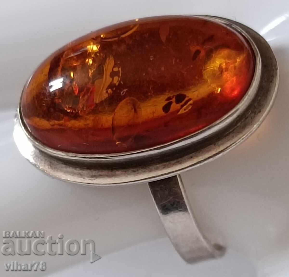 Women's Silver Ring with Amber Women's Silver Ring with Amber