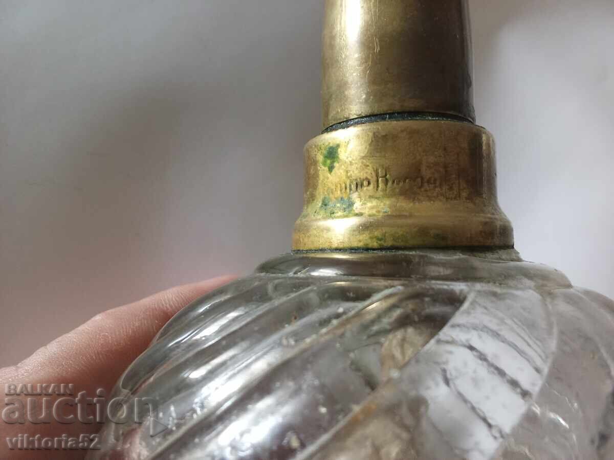 Old Berger lamp made of pressed cast glass from 1914 Old Berger lamp made of pressed cast glass from 1914