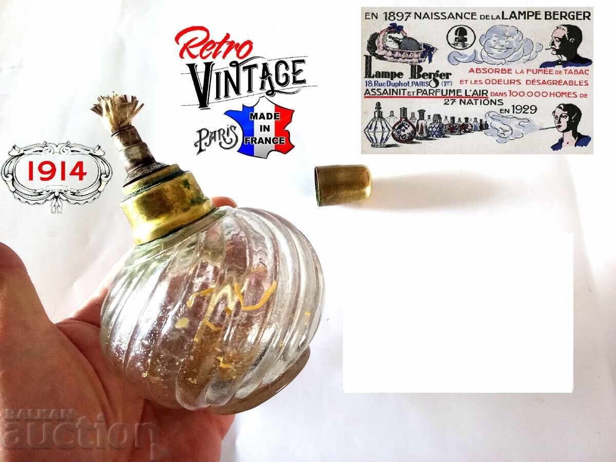 Old Berger lamp made of pressed cast glass from 1914