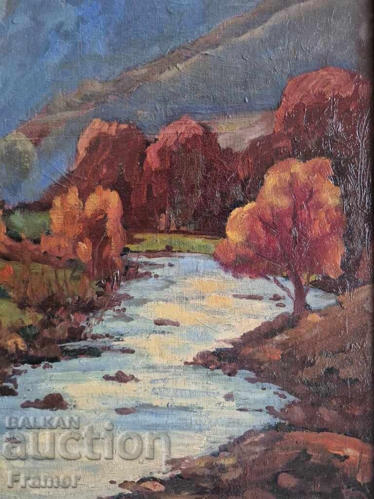 G. Gatev Sunset in the Rhodope Mountains landscape 1984 painting oil paints - 5 G. Gatev Sunset in the Rhodope Mountains landscape 1984 painting oil paints - 5