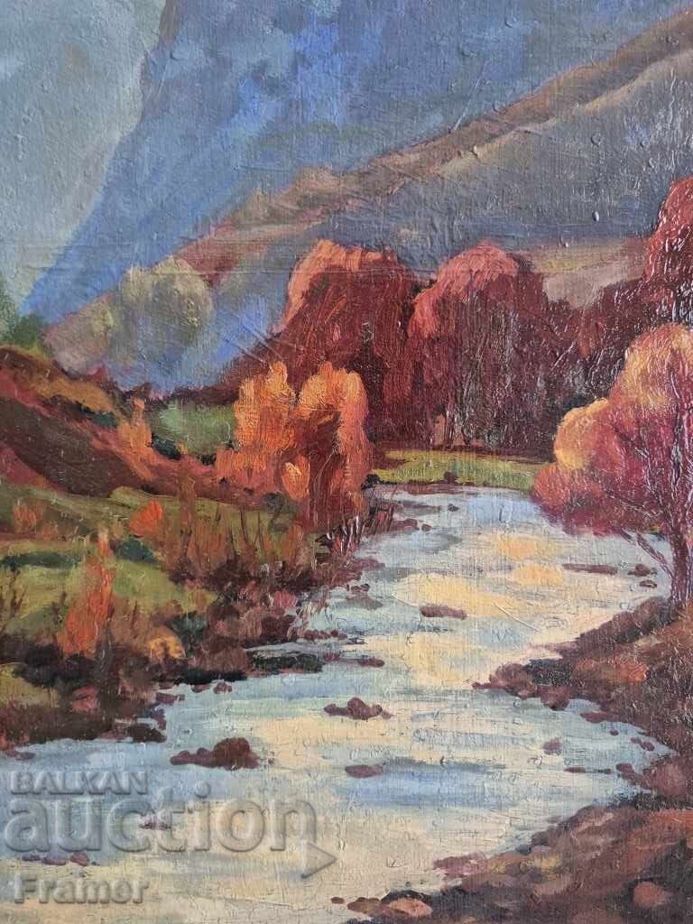 G. Gatev Sunset in the Rhodope Mountains landscape 1984 painting oil paints - 6 G. Gatev Sunset in the Rhodope Mountains landscape 1984 painting oil paints - 6