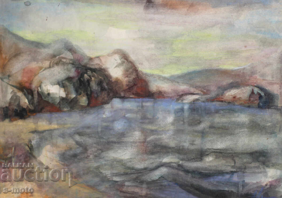 Delivery of Old watercolor painting seascape Delivery of Old watercolor painting seascape