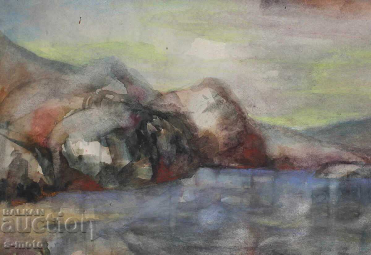 Old watercolor painting seascape - 5 Old watercolor painting seascape - 5