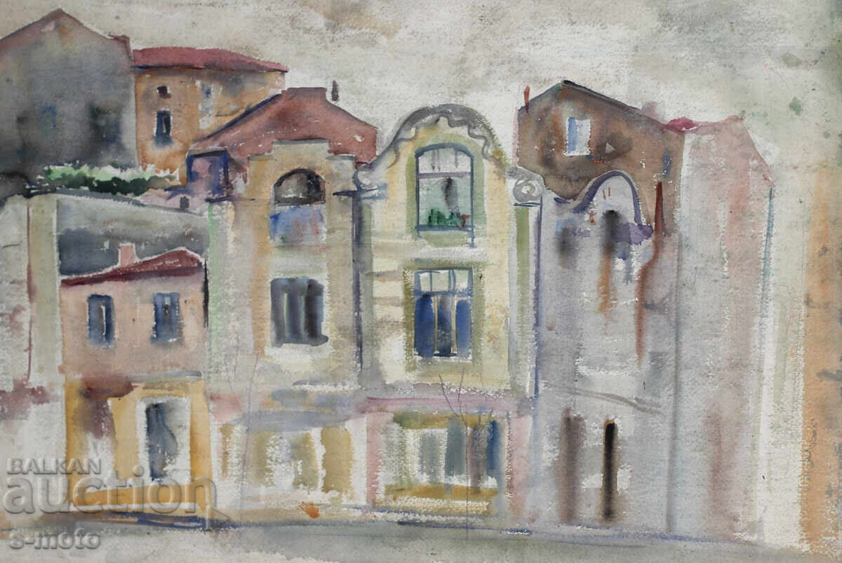 Old watercolor painting cityscape with price 300.00 BGN | € 153.39 Old watercolor painting cityscape with price 300.00 BGN | € 153.39