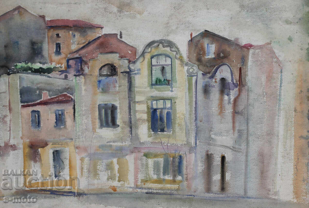 Delivery of Old watercolor painting cityscape Delivery of Old watercolor painting cityscape