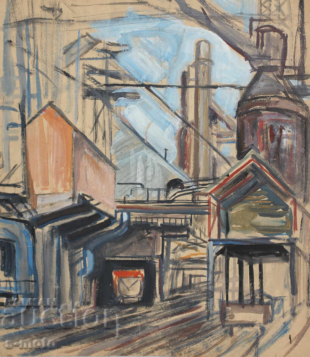 Auction Old painting watercolor landscape plant Auction Old painting watercolor landscape plant