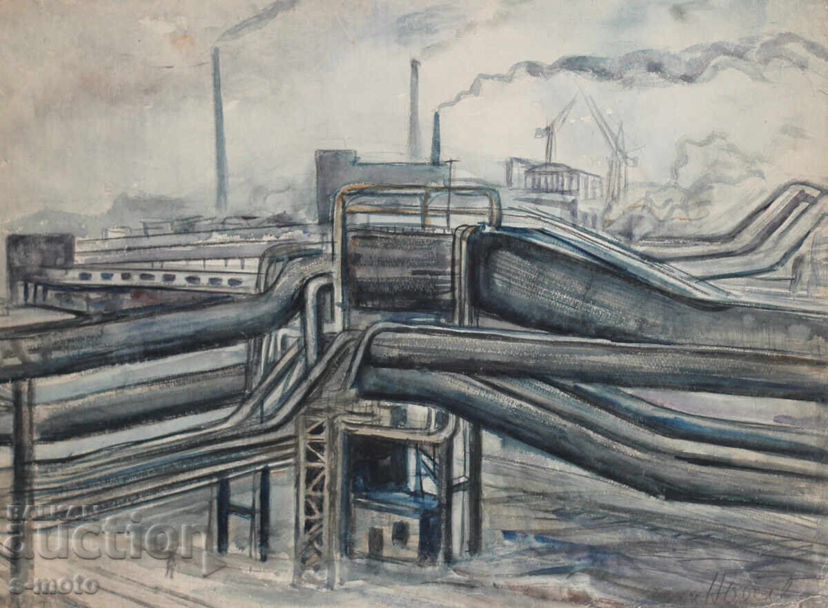 Old painting watercolor landscape combine Old painting watercolor landscape combine