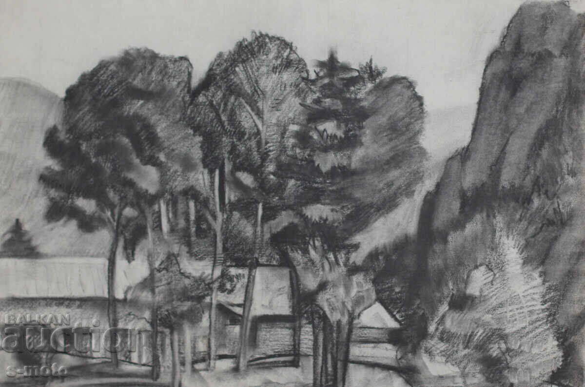 Old pastel landscape drawing with price 280.00 BGN | € 143.16 Old pastel landscape drawing with price 280.00 BGN | € 143.16