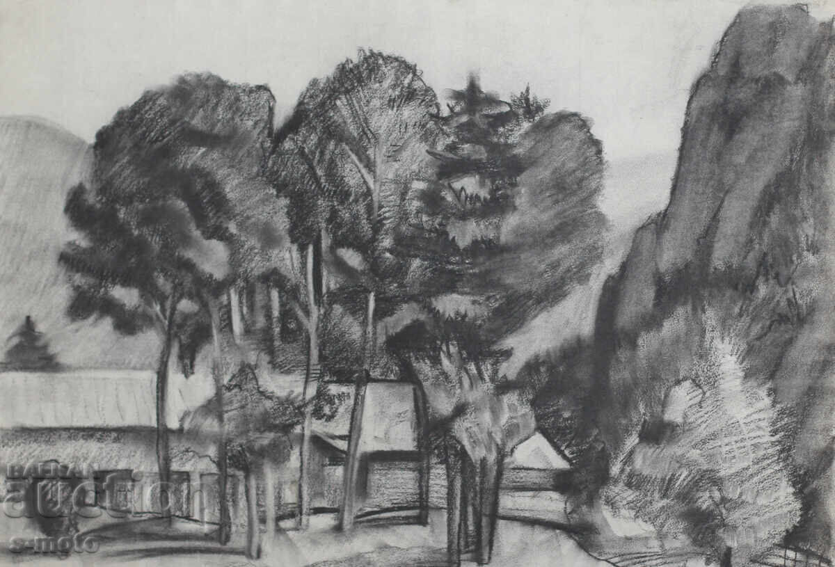 Auction Old pastel landscape drawing Auction Old pastel landscape drawing