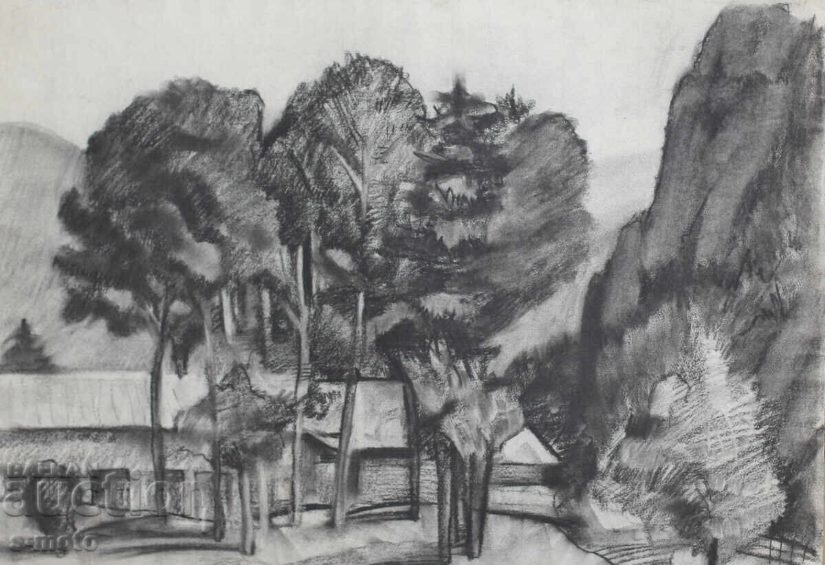 Old pastel landscape drawing Old pastel landscape drawing