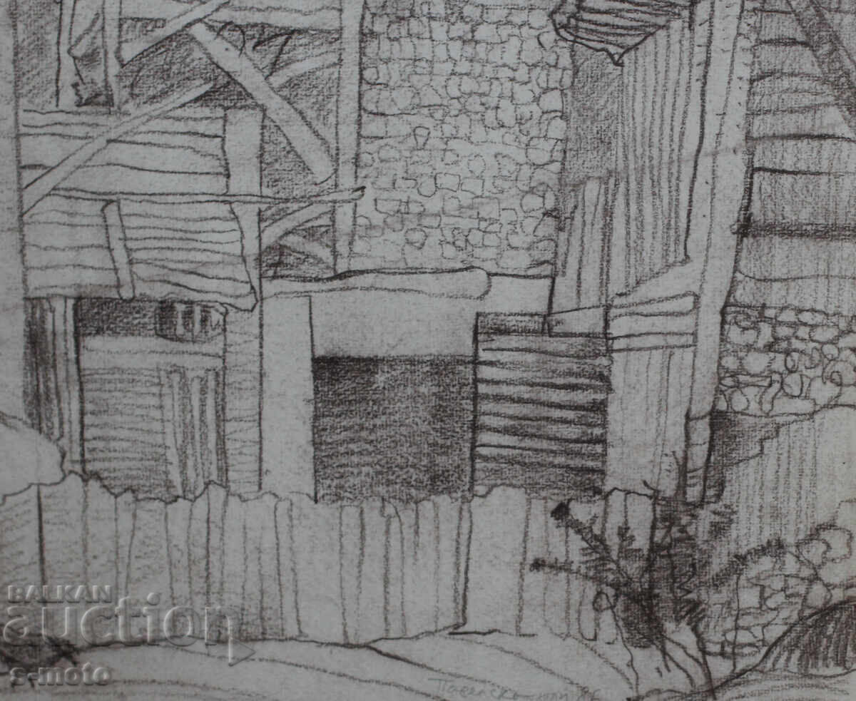 Old pastel drawing of a rural landscape - 5 Old pastel drawing of a rural landscape - 5