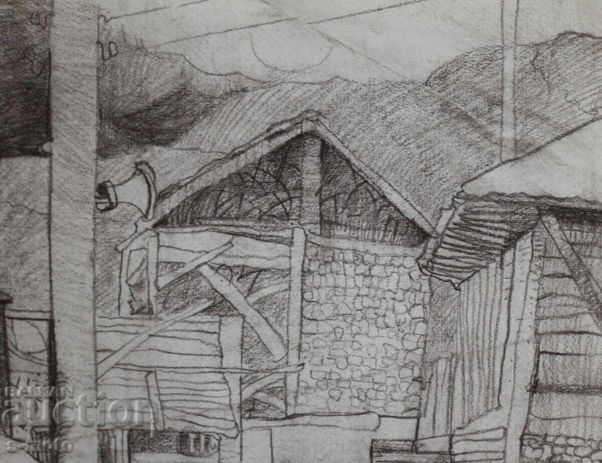 Old pastel drawing of a rural landscape - 6 Old pastel drawing of a rural landscape - 6