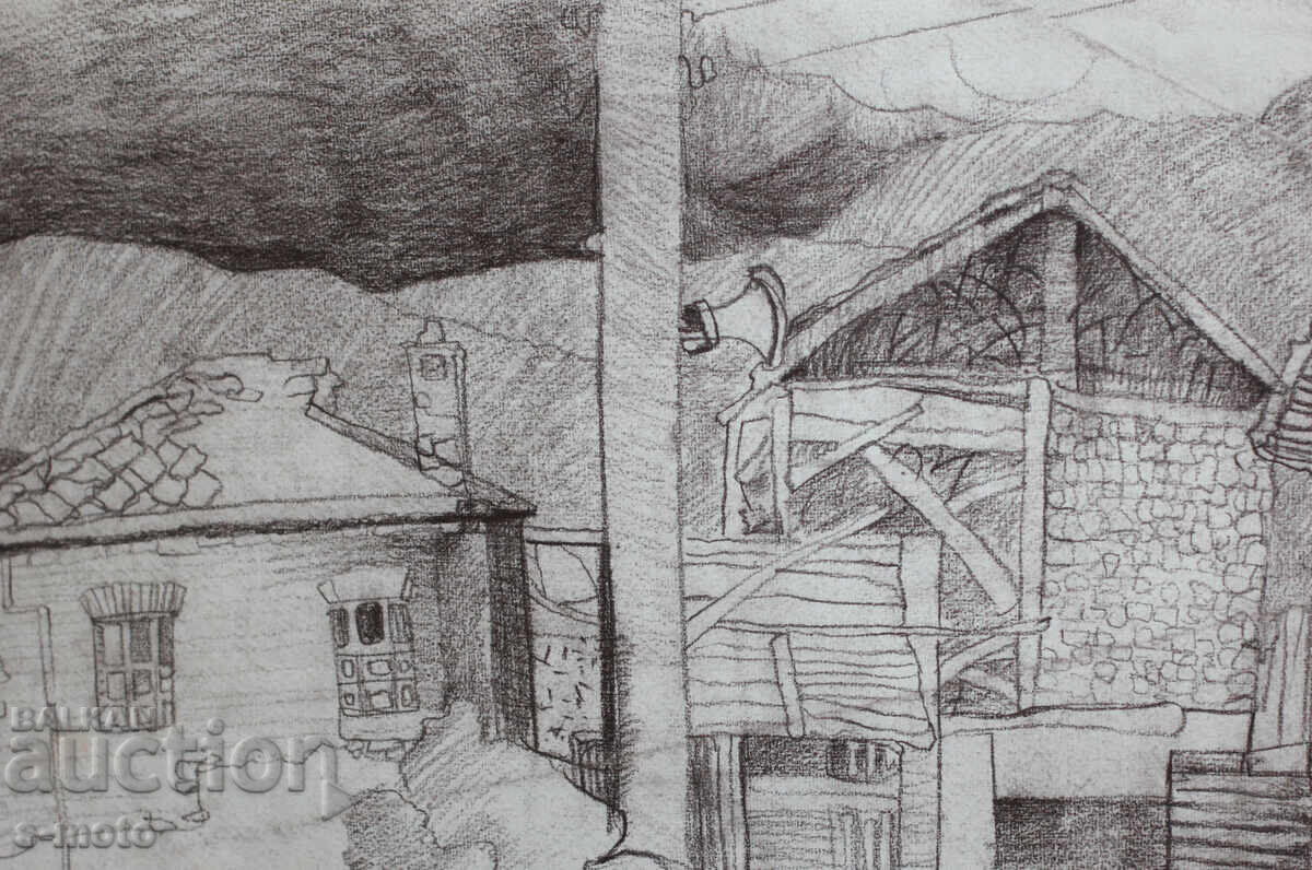 Old pastel drawing of a rural landscape - 7 Old pastel drawing of a rural landscape - 7