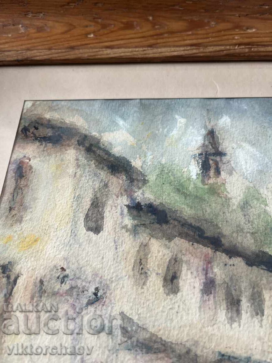 Auction  Tsvetan Dobrev master painting - “Tryavna - the bridge” 1989