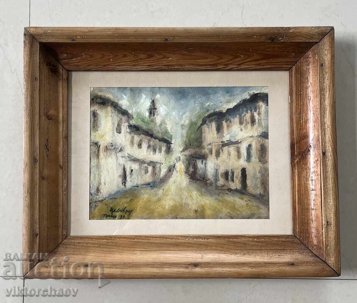 Tsvetan Dobrev master painting - “Tryavna - the bridge” 1989