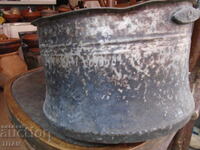 copper cauldron, 24/18 cm., forged handle, tin-plated