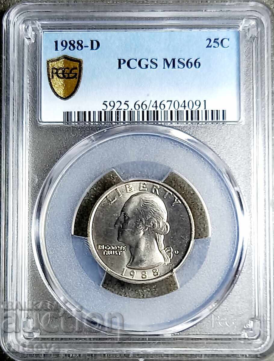 25 cents - D,, MS66, PCGS, 1988, Read the description. 25 cents - D,, MS66, PCGS, 1988, Read the description.