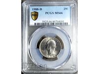 25 cents - D,, MS66, PCGS, 1988, Read the description.