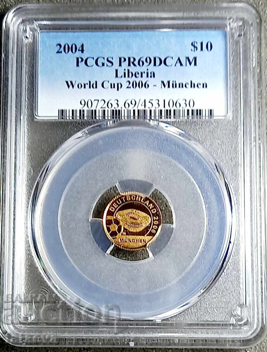 10 Liberian Dollars, PR69DKAM, PCGS, 2004, Gold 10 Liberian Dollars, PR69DKAM, PCGS, 2004, Gold