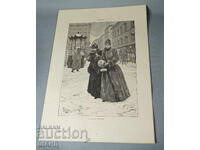 1900 Master drawing lithograph Christmas Eve