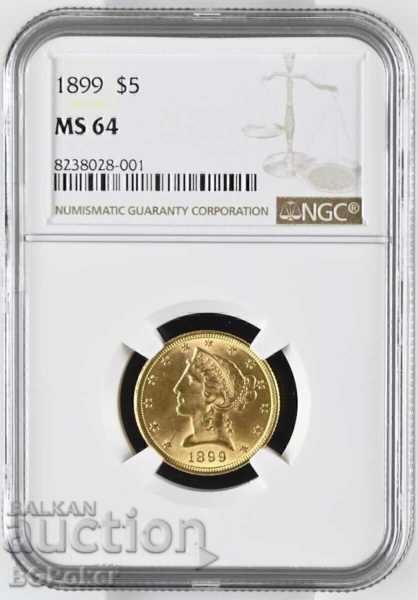 GOLD COIN / 5 dollars 1899 MS 64 GOLD COIN / 5 dollars 1899 MS 64