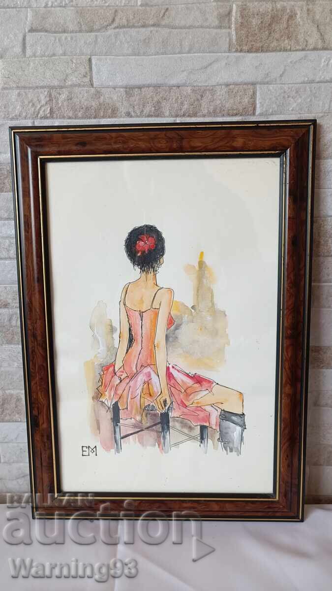 Πίνακας "Longing" - ακρυλικά χρώματα σε χαρτόνι με πλαίσιο - 35/25cm