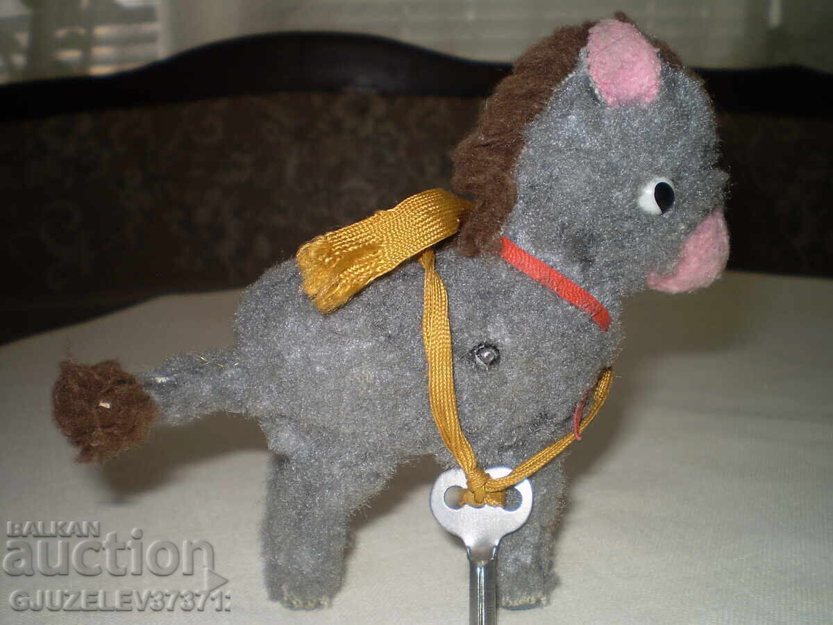 Mecanic de măgar de jucărie de epocă cu cheie, rotiri de coadă Mecanic de măgar de jucărie de epocă cu cheie, rotiri de coadă