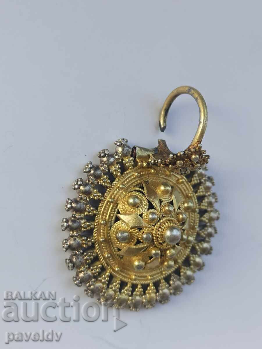 Възрожденска сребърна с позлата сечан обеца - Арпалия - 1бр! - 5