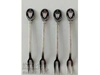 4 pcs. souvenir cupronickel silver-plated forks.