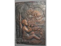 Old copper plaque shepherd