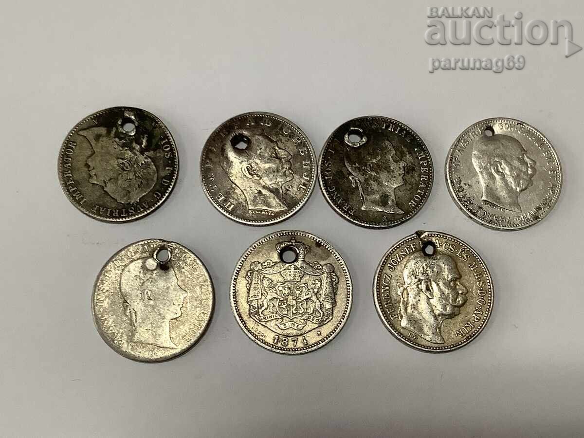 LOT 7 silver coins Austria, Serbia and Romania for jewelry LOT 7 silver coins Austria, Serbia and Romania for jewelry