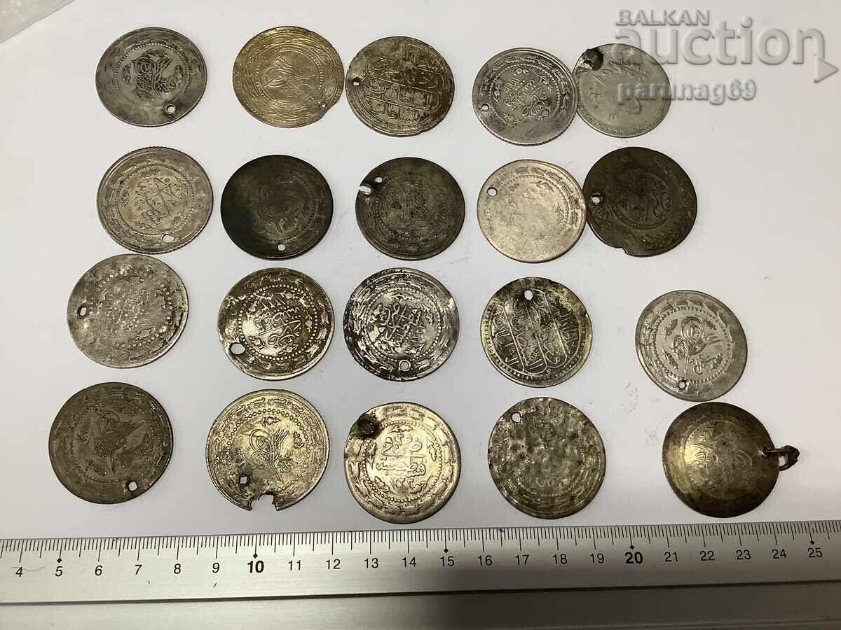 Οθωμανική Τουρκία ΠΑΡΤΙΔΑ 20 ασημένια νομίσματα για κοσμήματα με τιμή 700.00 BGN | € 357.90