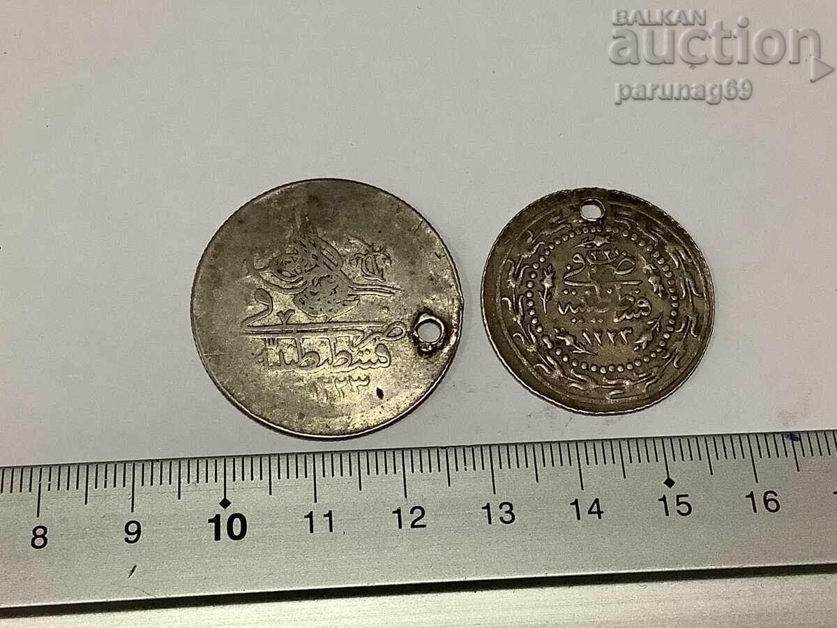 Ottoman Turkey Lot of 2 silver coins for jewelry Ottoman Turkey Lot of 2 silver coins for jewelry