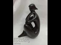 RARE BLACK PORCELAIN PLASTIC NUDE WOMAN -ROYAL DUX!