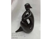 RARE BLACK PORCELAIN PLASTIC NUDE WOMAN -ROYAL DUX!