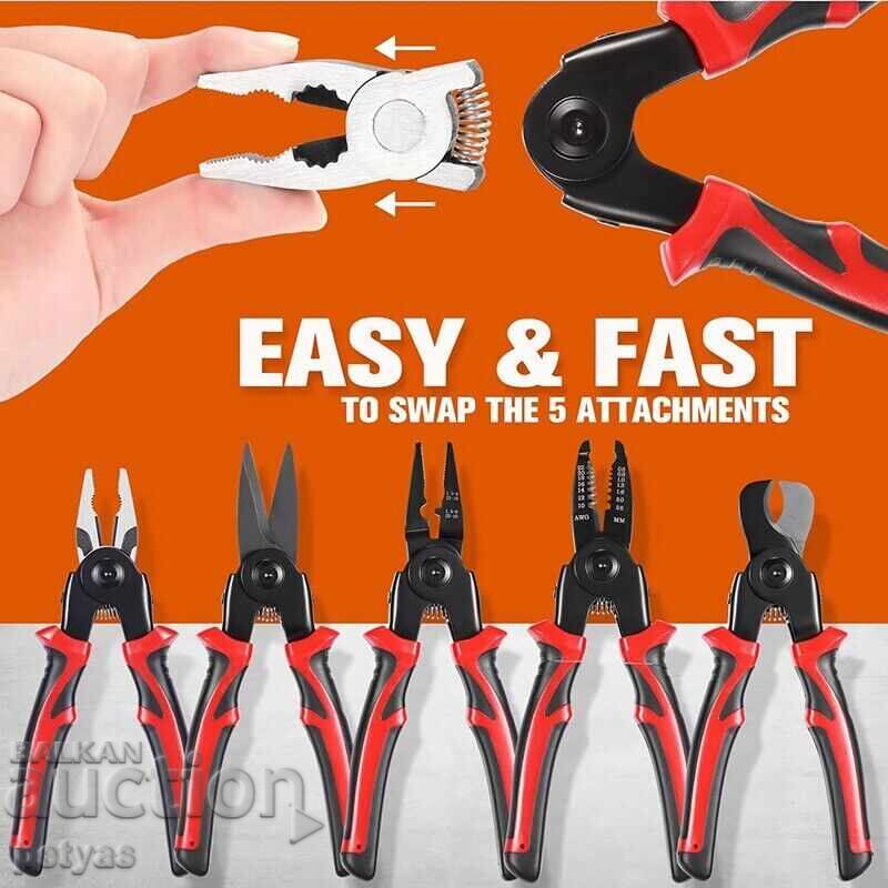 Set of pliers and scissors 5 in 1 Multifunctional Pilers SJP-802 - 5 Set of pliers and scissors 5 in 1 Multifunctional Pilers SJP-802 - 5