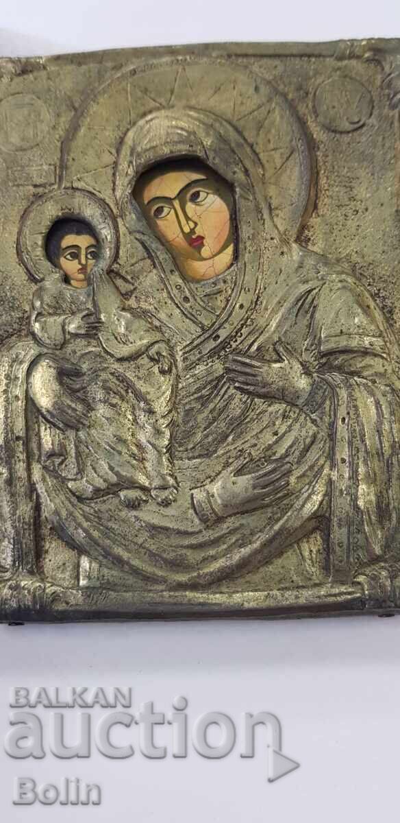 Auction Rare Bulgarian Renaissance icon of the Virgin Mary of Three Hands, 20th century Auction Rare Bulgarian Renaissance icon of the Virgin Mary of Three Hands, 20th century