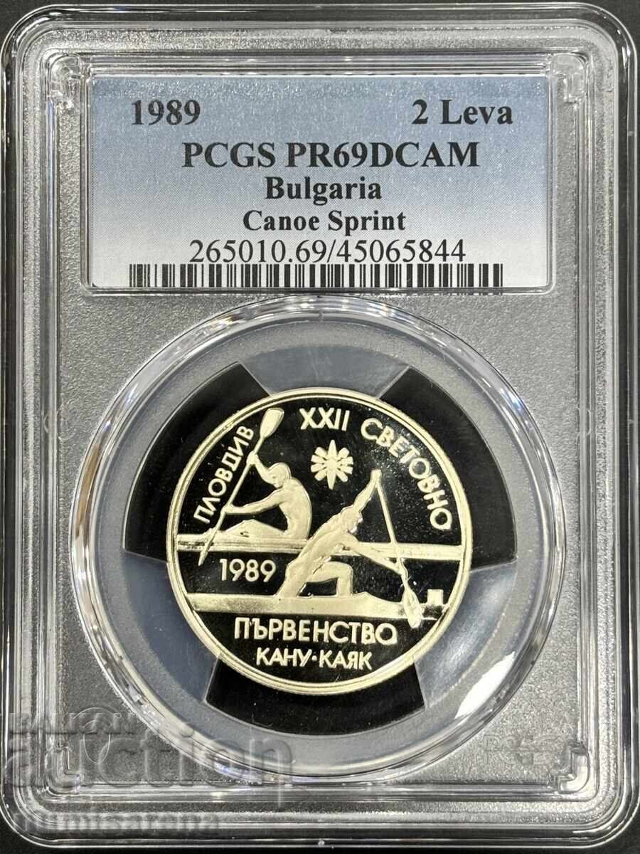 2 LEVA 1989 PCGS PR 69 DCAM XXII. CAMPIONATUL MONDIAL LA CANNA