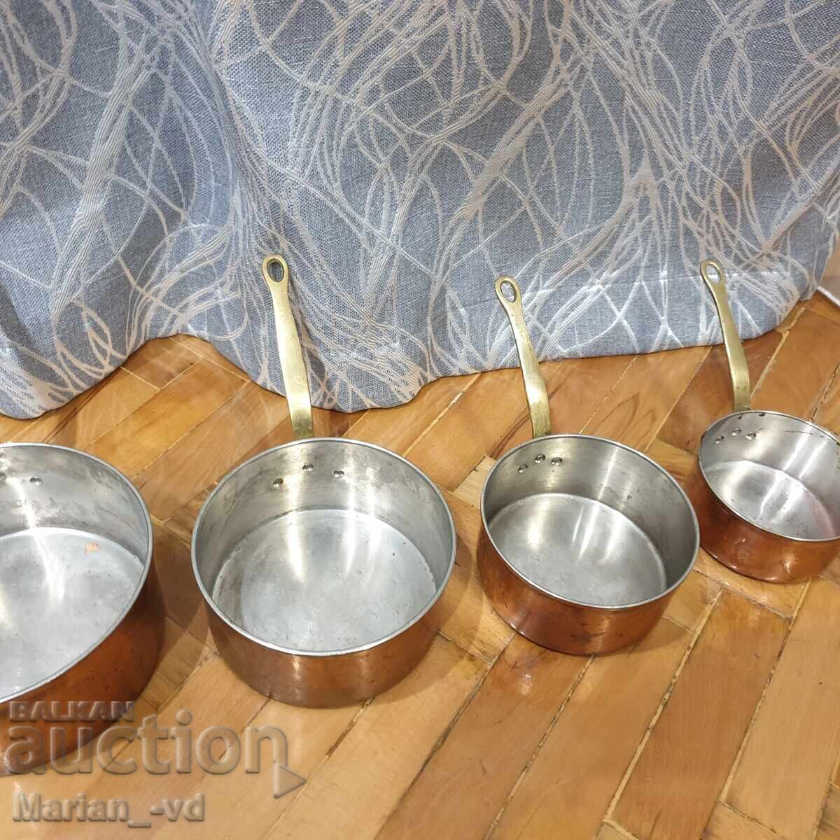 Delivery of Set of copper pans with bronze handles Delivery of Set of copper pans with bronze handles