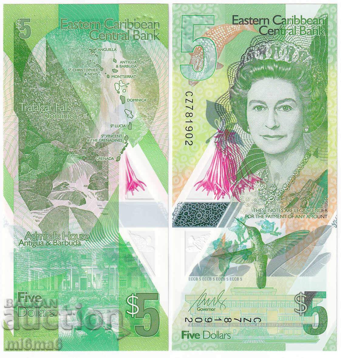 MI6MA6 -Eastern Caribbean 5 dollars 2021 MI6MA6 -Eastern Caribbean 5 dollars 2021